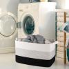 imageOIAHOMY Extra Large Blanket Basket 95L Cotton Rope Woven Laundry Basket Toy Bin for Baby Room Container for Blanket Storage in Living Room 241714 Gradient GreyGradient Black