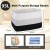 imageOIAHOMY Extra Large Blanket Basket 95L Cotton Rope Woven Laundry Basket Toy Bin for Baby Room Container for Blanket Storage in Living Room 241714 Gradient GreyGradient Black