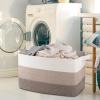 imageOIAHOMY Extra Large Blanket Basket 95L Cotton Rope Woven Laundry Basket Toy Bin for Baby Room Container for Blanket Storage in Living Room 241714 Gradient GreyGradient Brown