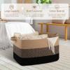 imageOIAHOMY Extra Large Blanket Basket 95L Cotton Rope Woven Laundry Basket Toy Bin for Baby Room Container for Blanket Storage in Living Room 241714 Gradient GreyBrown  Black