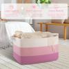 imageOIAHOMY Extra Large Blanket Basket 95L Cotton Rope Woven Laundry Basket Toy Bin for Baby Room Container for Blanket Storage in Living Room 241714 Gradient GreyGradient Pink