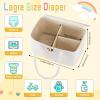 imageOIAHOMY Large Diaper Caddy Organizer for Baby Portable Baby Basket with Handles Gift Basket for Newborn Diaper storage Organizer for Changing Table and Car WhiteWhite