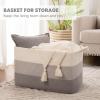 imageOIAHOMY Large Storage Basket Cotton Rope Woven Blanket Basket Toy Bin for Baby Room Container for Blanket Storage in Living Room 201612 Gradient BrownGradient Grey