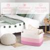 imageOIAHOMY Large Storage Basket Cotton Rope Woven Blanket Basket Toy Bin for Baby Room Container for Blanket Storage in Living Room 201612 Gradient BrownGradient Pink
