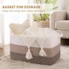 imageOIAHOMY Large Storage Basket Cotton Rope Woven Blanket Basket Toy Bin for Baby Room Container for Blanket Storage in Living Room 201612 Gradient BrownGradient Brown