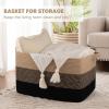 imageOIAHOMY Large Storage Basket Cotton Rope Woven Blanket Basket Toy Bin for Baby Room Container for Blanket Storage in Living Room 201612 Gradient BrownBrown  Black