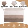 imageOIAHOMY Large Storage Basket Cotton Rope Woven Blanket Basket Toy Bin for Baby Room Container for Blanket Storage in Living Room 201612 Gradient BrownBrown