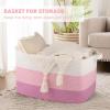 imageOIAHOMY Large Storage Basket Cotton Rope Woven Blanket Basket Toy Bin for Baby Room Container for Blanket Storage in Living Room 201612 Gradient BrownGradient Pink