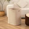 imageOIAHOMY Laundry Hamper Rectangle Cotton Laundry Basket with Handles Large Blanket Basket for Living room Woven Decorative Storage for ToysClothesPillows16x13x22inBrown variegatedBrown variegated