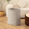 imageOIAHOMY Laundry Hamper Rectangle Cotton Laundry Basket with Handles Large Blanket Basket for Living room Woven Decorative Storage for ToysClothesPillows16x13x22inBrown variegatedGrey variegated
