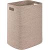 imageOIAHOMY Laundry Hamper Rectangle Cotton Laundry Basket with Handles Large Blanket Basket for Living room Woven Decorative Storage for ToysClothesPillows16x13x22inBrown variegatedBrown variegated