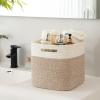 imageOIAHOMY Storage Cubes 11 Inch Storage Bins3Pack Cotton Rope Woven Baskets for Organizing Square Storage Baskets for Shelves Organizer Classroom Kids Toy Bins Closet Baby NurseryBrownWhite  Brown