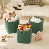 imageOIAHOMY Storage Cubes 11 Inch Storage Bins3Pack Cotton Rope Woven Baskets for Organizing Square Storage Baskets for Shelves Organizer Classroom Kids Toy Bins Closet Baby NurseryBrownGreen