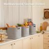 imageOIAHOMY Storage Cubes 11 Inch Storage Bins3Pack Cotton Rope Woven Baskets for Organizing Square Storage Baskets for Shelves Organizer Classroom Kids Toy Bins Closet Baby NurseryBrownGrey