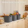 imageOIAHOMY Storage Cubes 11 Inch Storage Bins3Pack Cotton Rope Woven Baskets for Organizing Square Storage Baskets for Shelves Organizer Classroom Kids Toy Bins Closet Baby NurseryBrownDarK Grey
