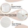 imageOIAHOMY Storage Cubes 11 Inch Storage Bins3Pack Cotton Rope Woven Baskets for Organizing Square Storage Baskets for Shelves Organizer Classroom Kids Toy Bins Closet Baby NurseryBrownWhite