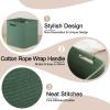 imageOIAHOMY Storage Cubes 11 Inch Storage Bins3Pack Cotton Rope Woven Baskets for Organizing Square Storage Baskets for Shelves Organizer Classroom Kids Toy Bins Closet Baby NurseryBrownGreen