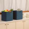 imageOIAHOMY Storage Cubes 13 Inch Cube Storage Organizer Collapsible Storage Bins Baskets for Organizing Storage Bins for ShelvesBrown 2PACKBlue