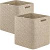 imageOIAHOMY Storage Cubes 13 Inch Cube Storage Organizer Collapsible Storage Bins Baskets for Organizing Storage Bins for ShelvesBrown 2PACKBrown