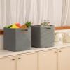 imageOIAHOMY Storage Cubes 13 Inch Cube Storage Organizer Collapsible Storage Bins Baskets for Organizing Storage Bins for ShelvesBrown 2PACKDark Grey