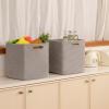 imageOIAHOMY Storage Cubes 13 Inch Cube Storage Organizer Collapsible Storage Bins Baskets for Organizing Storage Bins for ShelvesBrown 2PACKGrey