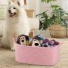 imageOIAHOMY Woven Basket Gift Basket Empty with Gift Bags and Ribbons Rope Baskets for Baby Showers Storage Baskets with Handles for Nursery Pet Toy Organizer  WhitePink