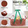 imageOIAHOMY Woven Basket Gift Basket Empty with Gift Bags and Ribbons Rope Baskets for Baby Showers Storage Baskets with Handles for Nursery Pet Toy Organizer  WhiteRust Red