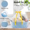 imageOIAHOMY Woven Basket Gift Basket Empty with Gift Bags and Ribbons Rope Baskets for Baby Showers Storage Baskets with Handles for Nursery Pet Toy Organizer  WhiteBlue