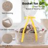 imageOIAHOMY Woven Basket Gift Basket Empty with Gift Bags and Ribbons Rope Baskets for Baby Showers Storage Baskets with Handles for Nursery Pet Toy Organizer  WhiteBrown
