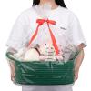 imageOIAHOMY Woven Basket Gift Basket Empty with Gift Bags and Ribbons Rope Baskets for Baby Showers Storage Baskets with Handles for Nursery Pet Toy Organizer  WhiteGreen