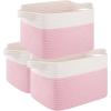 imageOIAHOMY 3 Pack Storage Basket for Organizing 13X985X87 Woven Storage Bins with Handles toy organizersStylish Room Decor Black variegatedPink  white