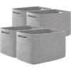 imageOIAHOMY 4 Pack Storage Baskets for Organizing Cube Storage Bins for Shelves Rectangle Storage Baskets With Handles Woven Baskets for Storage 127Lx9Wx78H BlueGrey