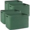 imageOIAHOMY 4 Pack Storage Baskets for Organizing Cube Storage Bins for Shelves Rectangle Storage Baskets With Handles Woven Baskets for Storage 127Lx9Wx78H BlueGreen