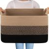 imageOIAHOMY Large Storage Basket Cotton Rope Woven Blanket Basket Toy Bin for Baby Room Container for Blanket Storage in Living Room 201612 Gradient BrownBrown  Black