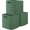 imageOIAHOMY Storage Cubes 11 Inch Storage Bins3Pack Cotton Rope Woven Baskets for Organizing Square Storage Baskets for Shelves Organizer Classroom Kids Toy Bins Closet Baby NurseryBrownGreen