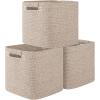 imageOIAHOMY Storage Cubes 11 Inch Storage Bins3Pack Cotton Rope Woven Baskets for Organizing Square Storage Baskets for Shelves Organizer Classroom Kids Toy Bins Closet Baby NurseryBrownBrown