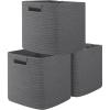imageOIAHOMY Storage Cubes 11 Inch Storage Bins3Pack Cotton Rope Woven Baskets for Organizing Square Storage Baskets for Shelves Organizer Classroom Kids Toy Bins Closet Baby NurseryBrownDarK Grey