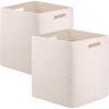 imageOIAHOMY Storage Cubes 13 Inch Cube Storage Organizer Collapsible Storage Bins Baskets for Organizing Storage Bins for ShelvesBrown 2PACKWhite