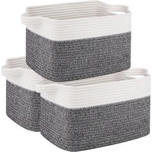 imageOIAHOMY 3 Pack Storage Basket for Organizing 13X985X87 Woven Storage Bins with Handles toy organizersStylish Room Decor Black variegatedBlack variegated