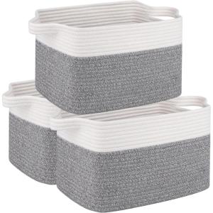 imageOIAHOMY 3 Pack Storage Basket for Organizing 13X985X87 Woven Storage Bins with Handles toy organizersStylish Room Decor Black variegatedGrey variegated