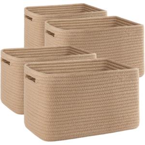 imageOIAHOMY 4 Pack Storage Baskets for Organizing Cube Storage Bins for Shelves Rectangle Storage Baskets With Handles Woven Baskets for Storage 127Lx9Wx78H BlueYellow