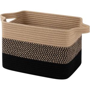 imageOIAHOMY Storage Basket  Cotton Rope Woven Basket for Shelves Toys Towels  13quot985quot87quot Gradient YellowBlack  Brown