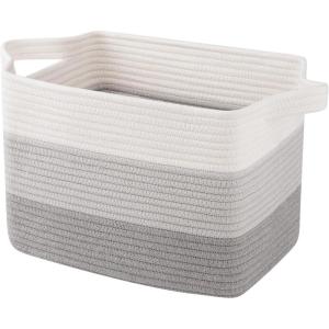 imageOIAHOMY Storage Basket  Cotton Rope Woven Basket for Shelves Toys Towels  13quot985quot87quot Gradient YellowGradient Gray