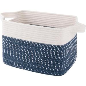 imageOIAHOMY Storage Basket  Cotton Rope Woven Basket for Shelves Toys Towels  13quot985quot87quot Gradient YellowWhite Blue