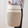 imageLaundry Hamper Woven Rope Large Clothes Hamper 256quot Height Tall Laundry Basket with Extended Handles for Storage Clothes Toys in Bedroom Bathroom Foldable Dark GreyYellow variegated