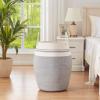 imageLaundry Hamper Woven Rope Large Clothes Hamper 256quot Height Tall Laundry Basket with Extended Handles for Storage Clothes Toys in Bedroom Bathroom Foldable Dark GreyWhite  light grey