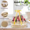 imageOIAHOMY Christmas Basket Woven Basket for Gifts Empty with Gift Bags and Ribbons Rope Basket for Decorations Storage Basket with Handles for Nursery Pet Toy Basket  PinkBrown