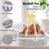 imageOIAHOMY Christmas Basket Woven Basket for Gifts Empty with Gift Bags and Ribbons Rope Basket for Decorations Storage Basket with Handles for Nursery Pet Toy Basket  PinkGrey