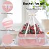 imageOIAHOMY Christmas Basket Woven Basket for Gifts Empty with Gift Bags and Ribbons Rope Basket for Decorations Storage Basket with Handles for Nursery Pet Toy Basket  PinkPink  White Bow