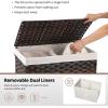 imageOIAHOMY Large Storage Basket with Lid 423 Gallon 160L Blanket Basket with Removable Liner Bag Wicker Hamper with Handle Foldable Hamper for Bedroom GreyBrown